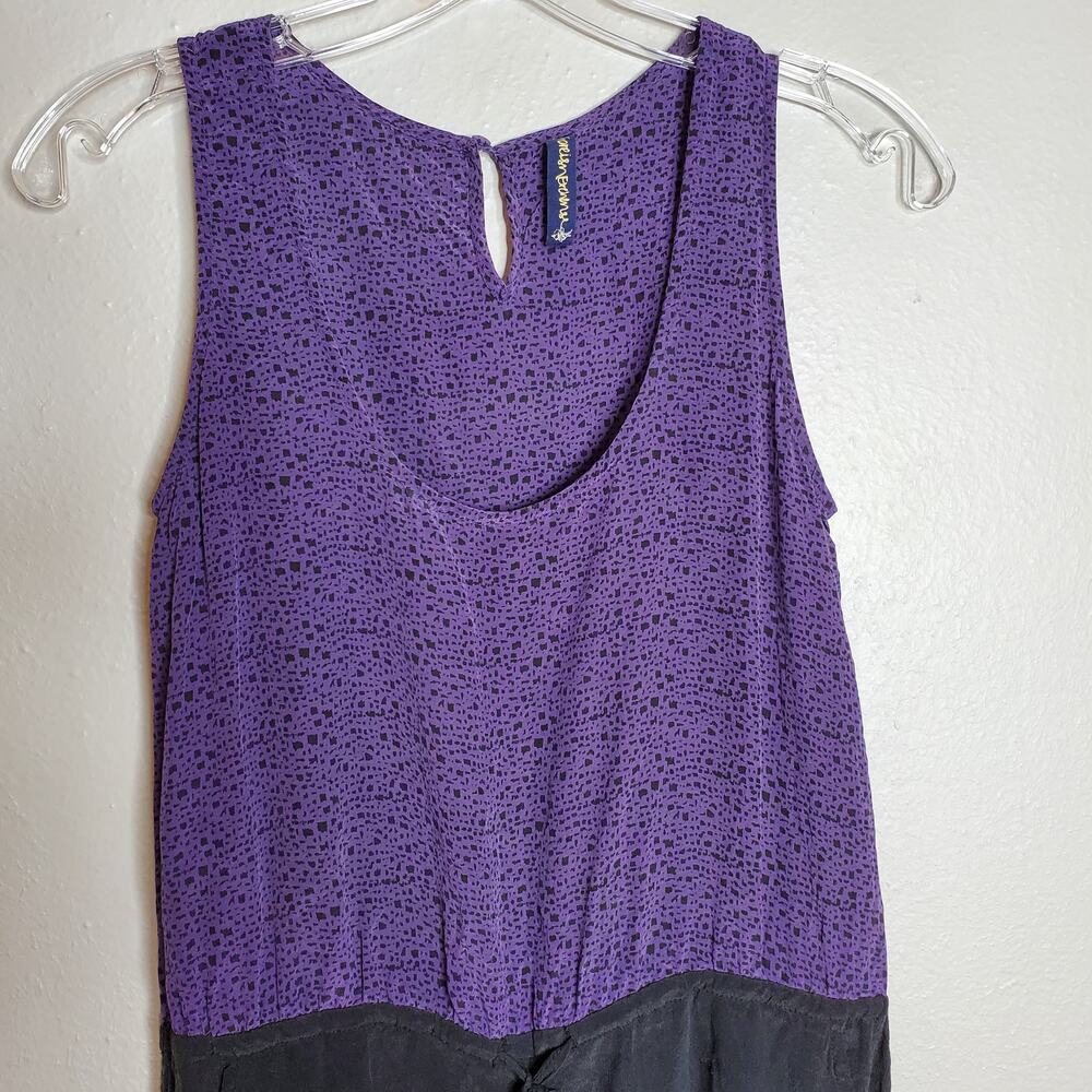 Foreign Exchange 100% Silk Purple + Black Spotted Sleeveless Romper Size XS - Picture 3 of 12
